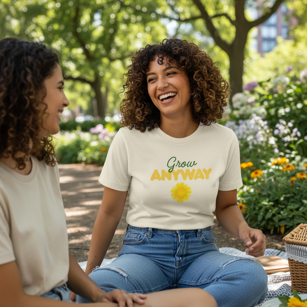 Grow Anyway T-Shirt — Floral Positive Vibe Tee