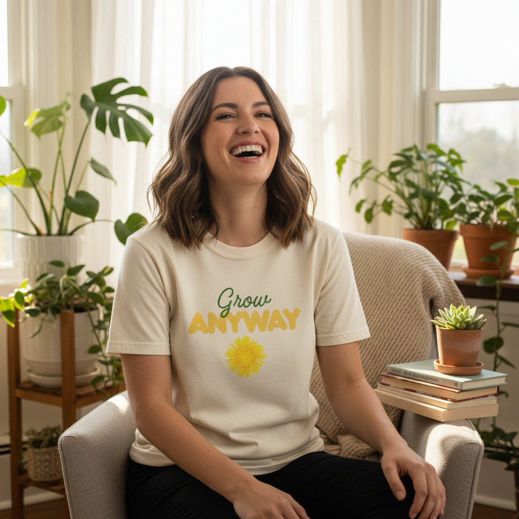 Grow Anyway T-Shirt — Floral Positive Vibe Tee