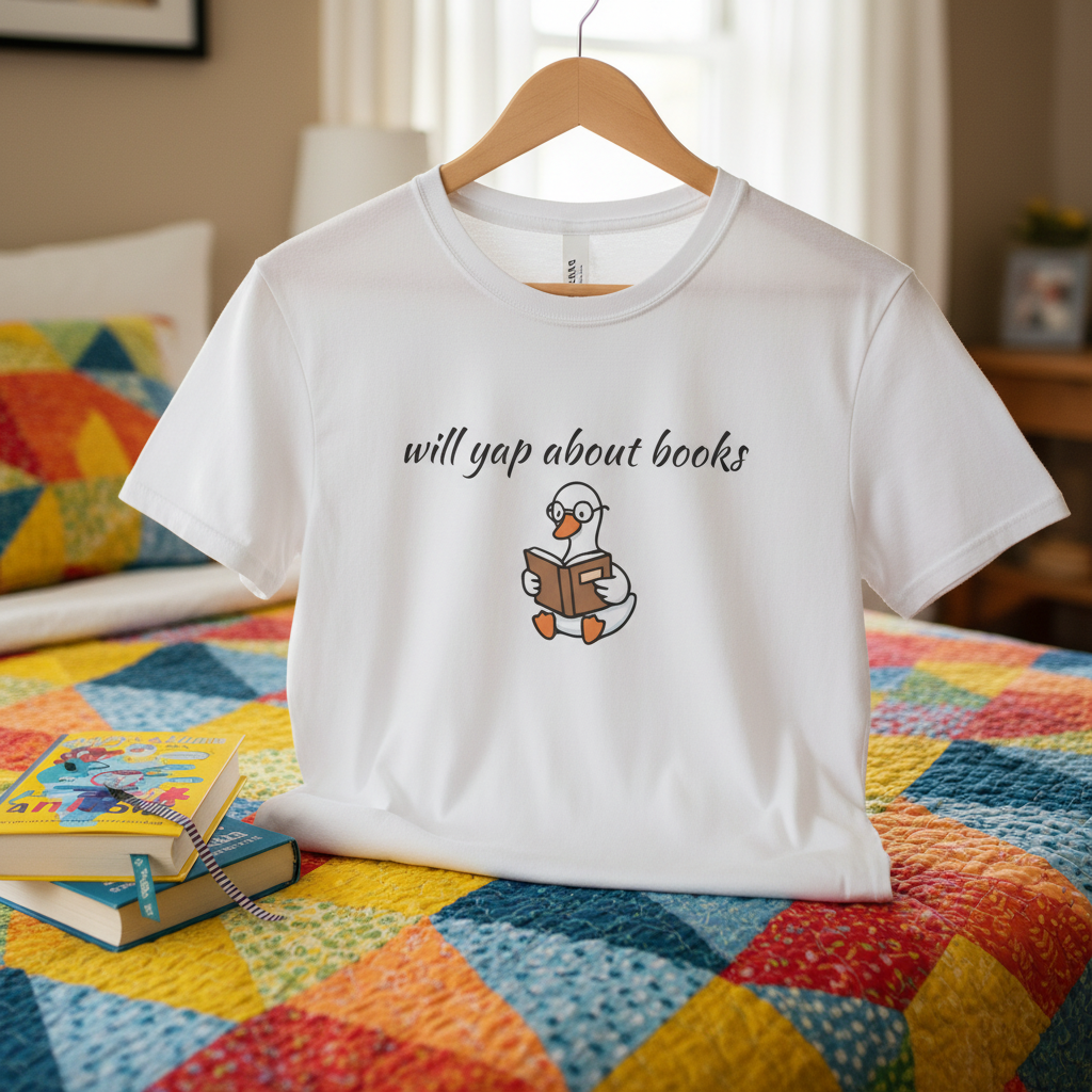 Will Yap About Books Duck Reading Tee | Funny Book Lover Gift T-Shirt for Readers & Book Club