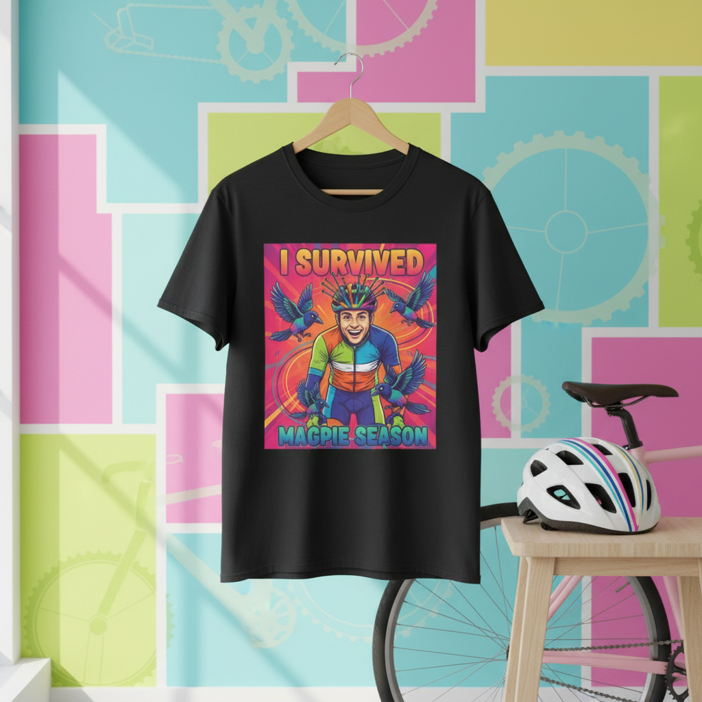 I Survived Magpie Season T-Shirt | Funny Cyclist Magpie Tee for Aussie Bike Riders