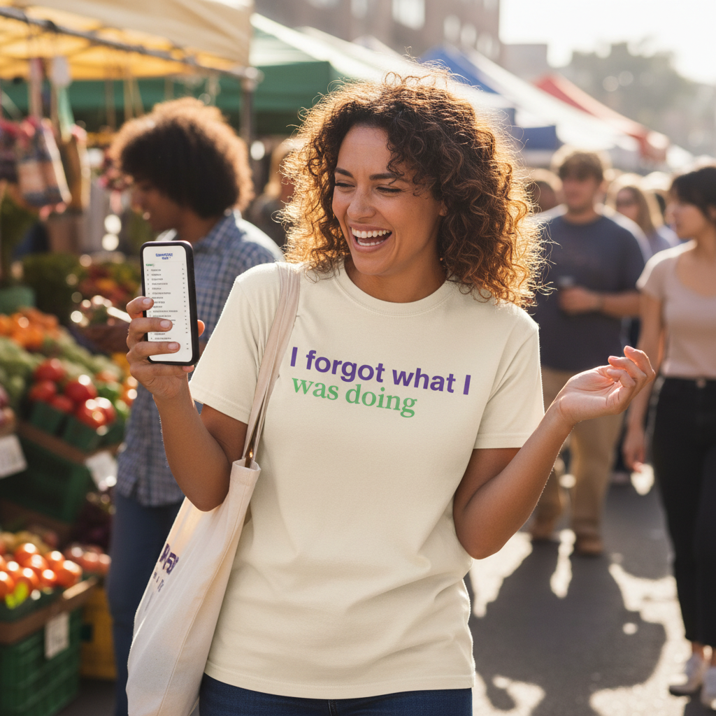 I Forgot What I Was Doing T-Shirt | Funny Minimalist Text Tee