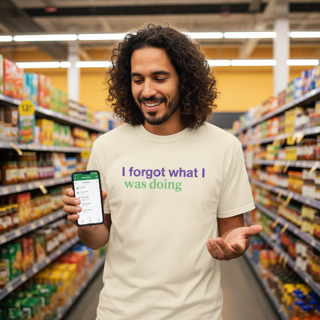 I Forgot What I Was Doing T-Shirt | Funny Minimalist Text Tee
