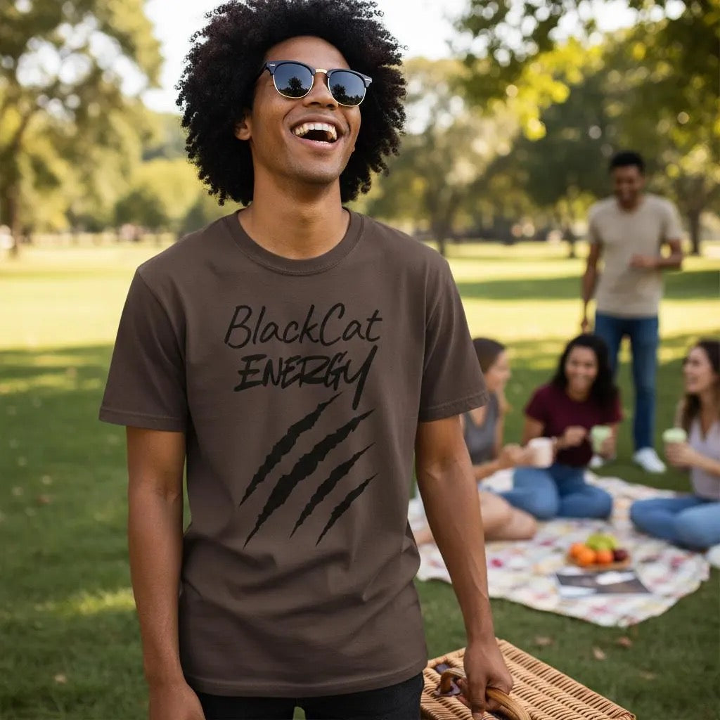 Black Cat Energy T-Shirt | Witchy Cat Lover Graphic Tee