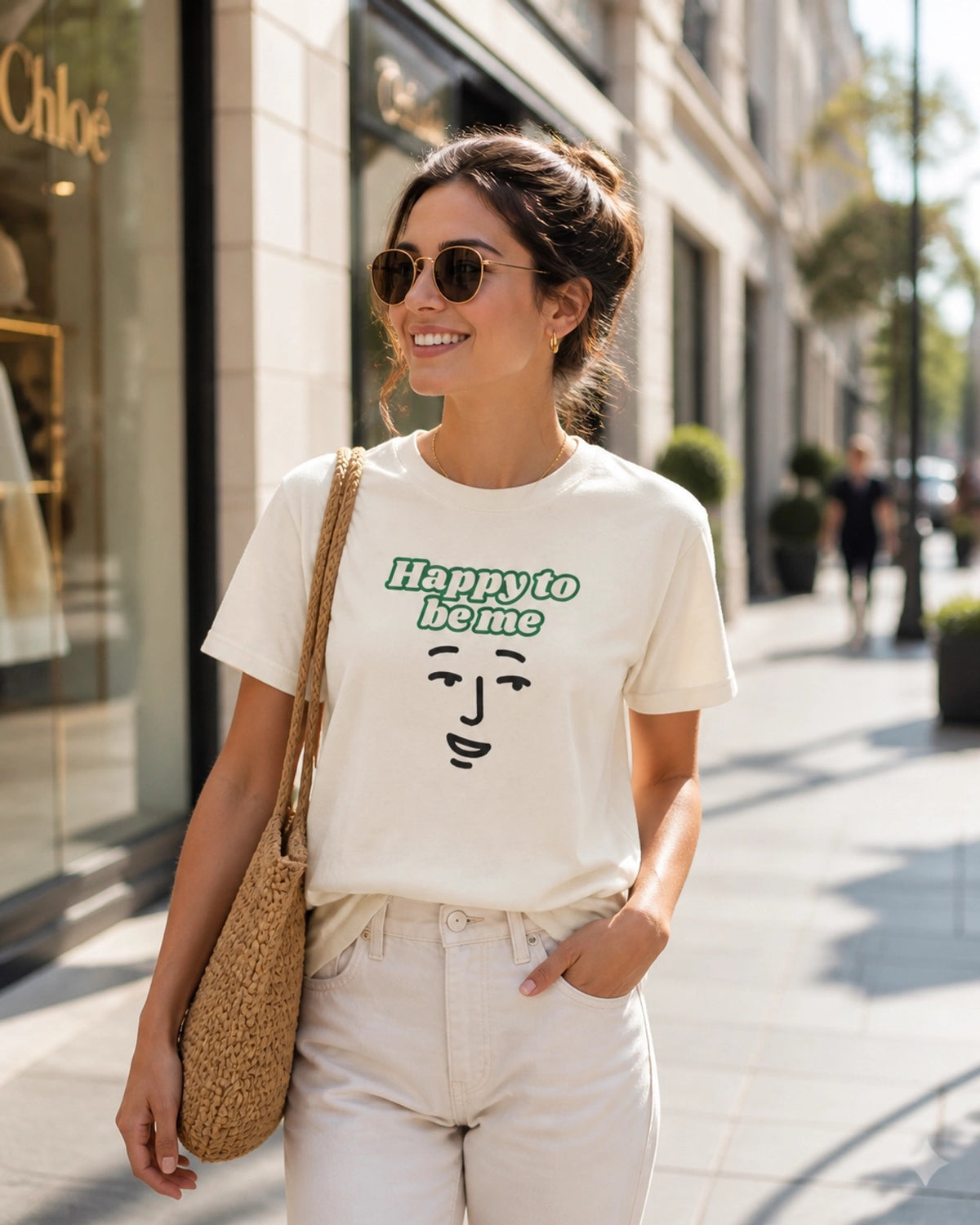 Happy to Be Me Face Graphic T-Shirt | Positive Slogan Tee