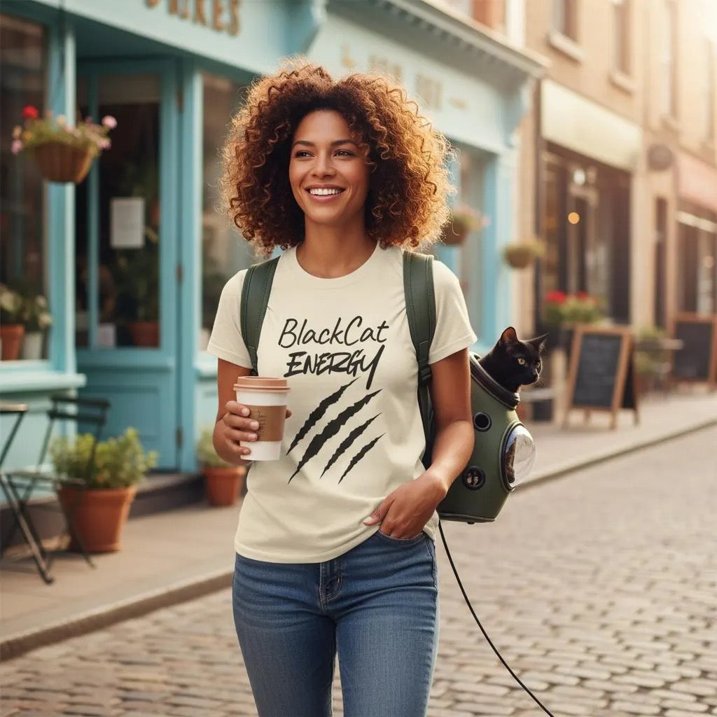 Black Cat Energy T-Shirt | Witchy Cat Lover Graphic Tee