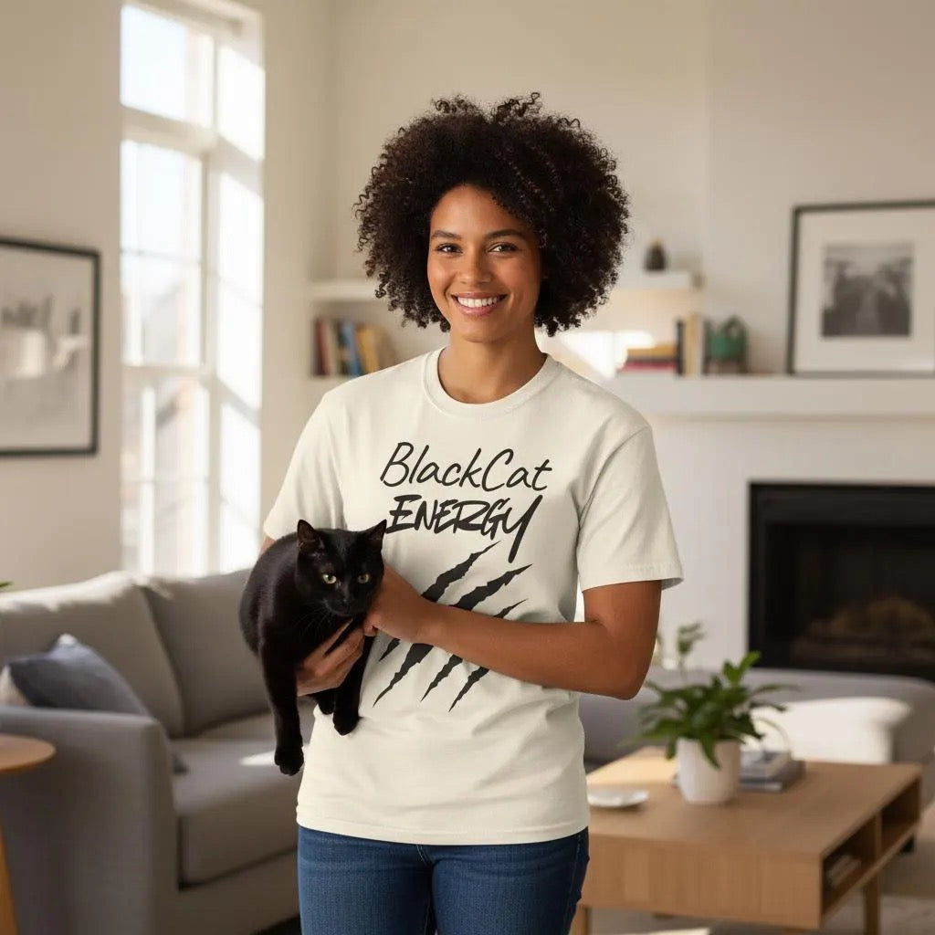 Black Cat Energy T-Shirt | Witchy Cat Lover Graphic Tee