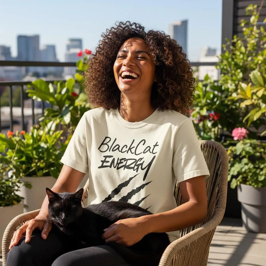 Black Cat Energy T-Shirt | Witchy Cat Lover Graphic Tee