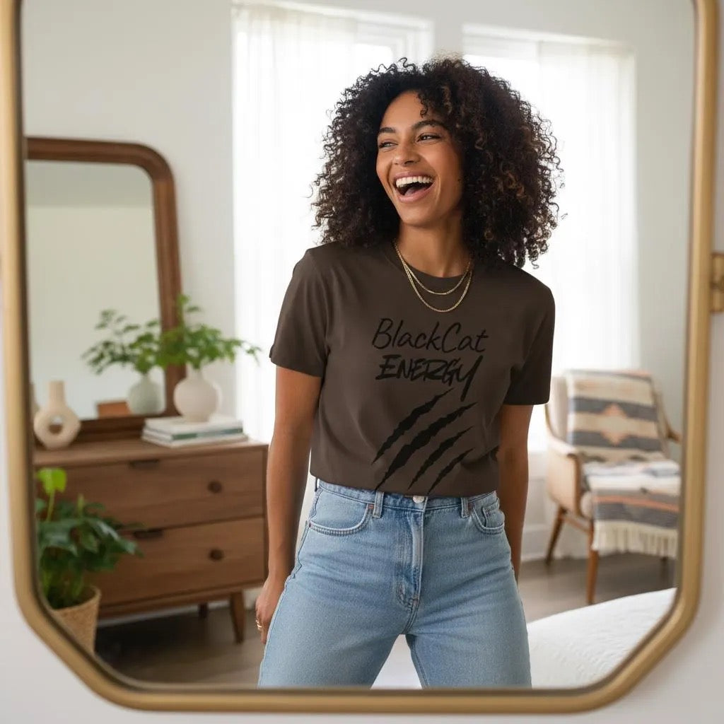 Black Cat Energy T-Shirt | Witchy Cat Lover Graphic Tee