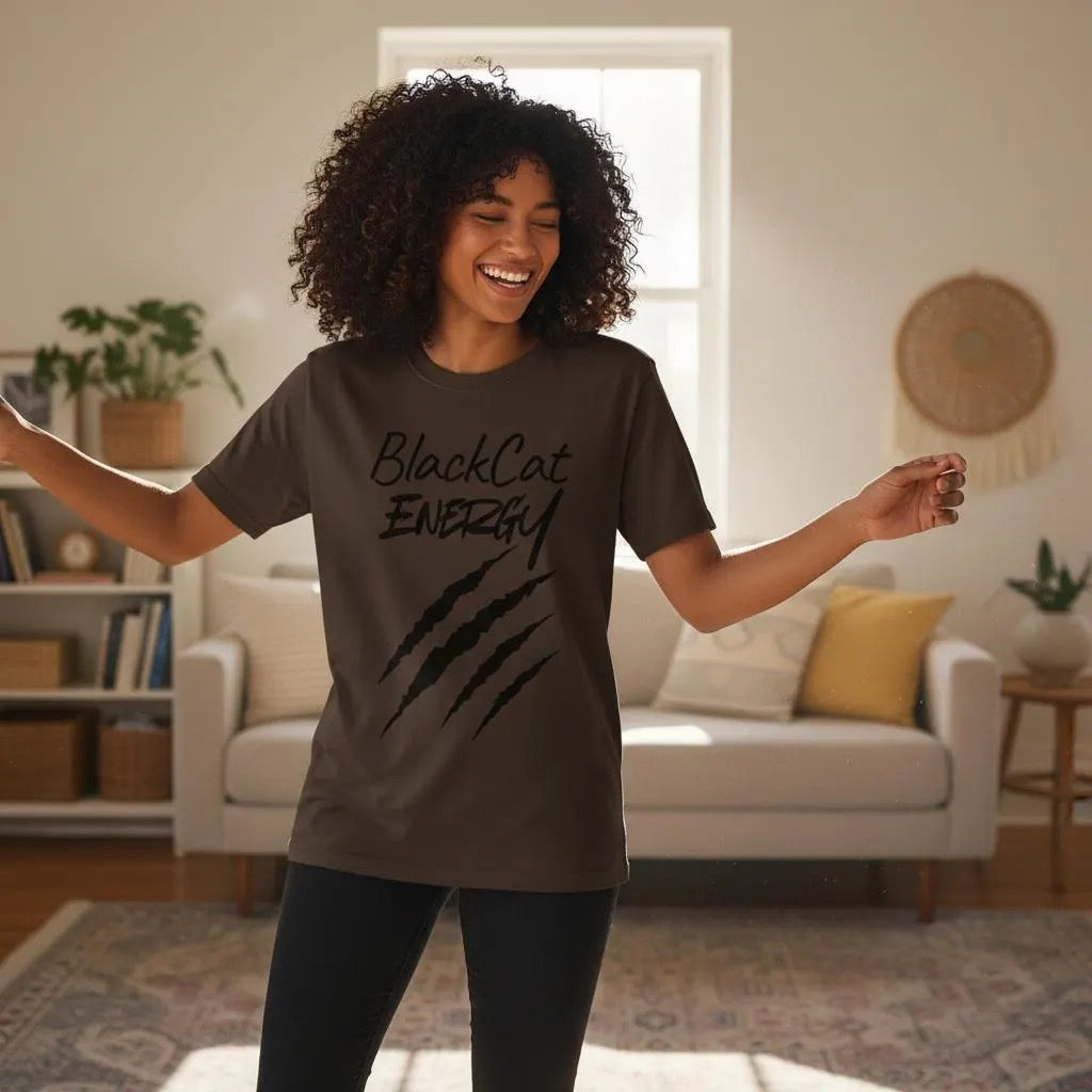 Black Cat Energy T-Shirt | Witchy Cat Lover Graphic Tee