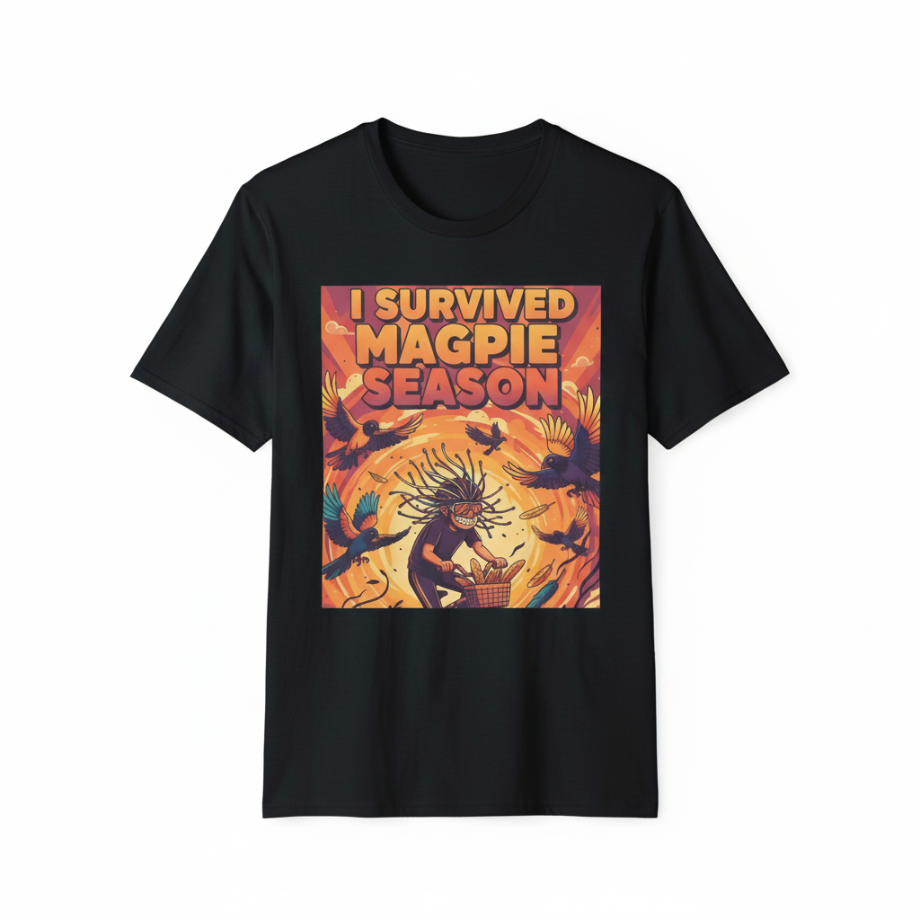 I Survived Magpie Season T-Shirt | Funny Australian Bird Tee for Aussie Humour Fans