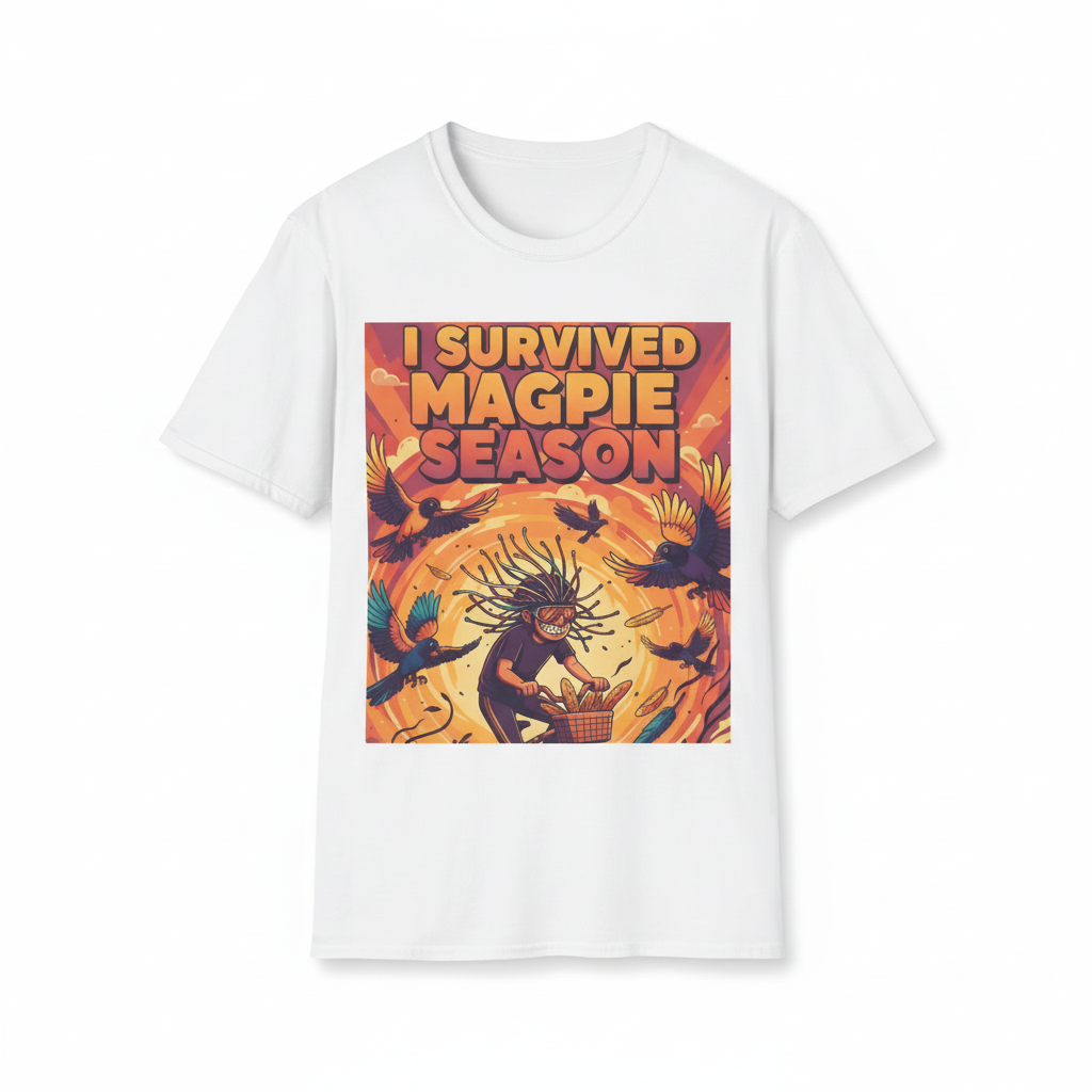 I Survived Magpie Season T-Shirt | Funny Australian Bird Tee for Aussie Humour Fans