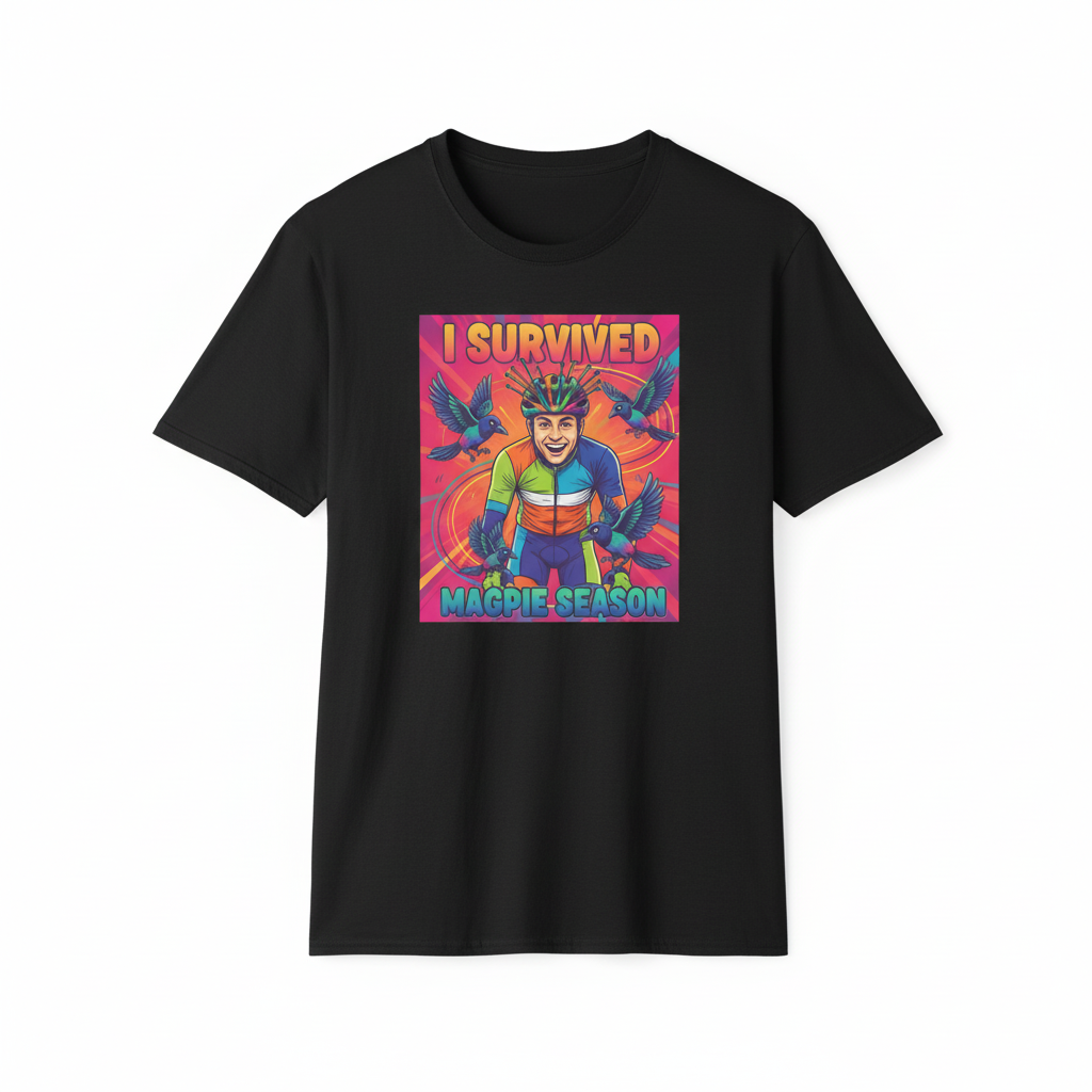 I Survived Magpie Season T-Shirt | Funny Cyclist Magpie Tee for Aussie Bike Riders