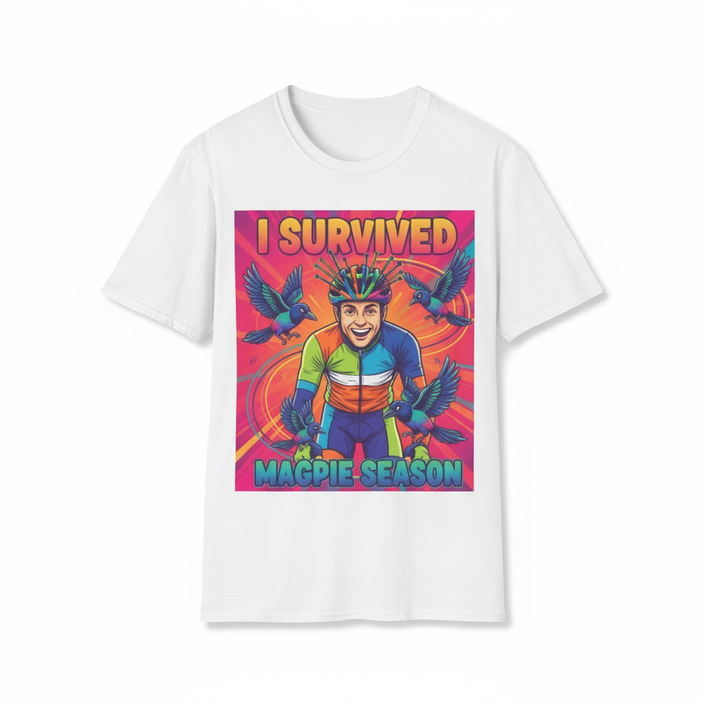I Survived Magpie Season T-Shirt | Funny Cyclist Magpie Tee for Aussie Bike Riders