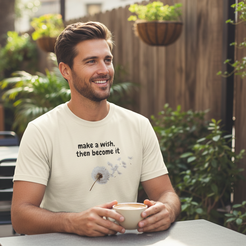Dandelion Wish T-Shirt — "Make a Wish, Then Become It" Inspirational Tee