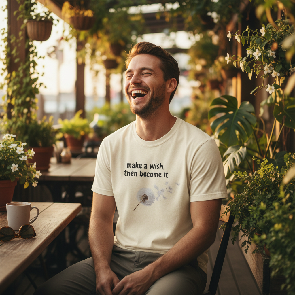 Dandelion Wish T-Shirt — "Make a Wish, Then Become It" Inspirational Tee