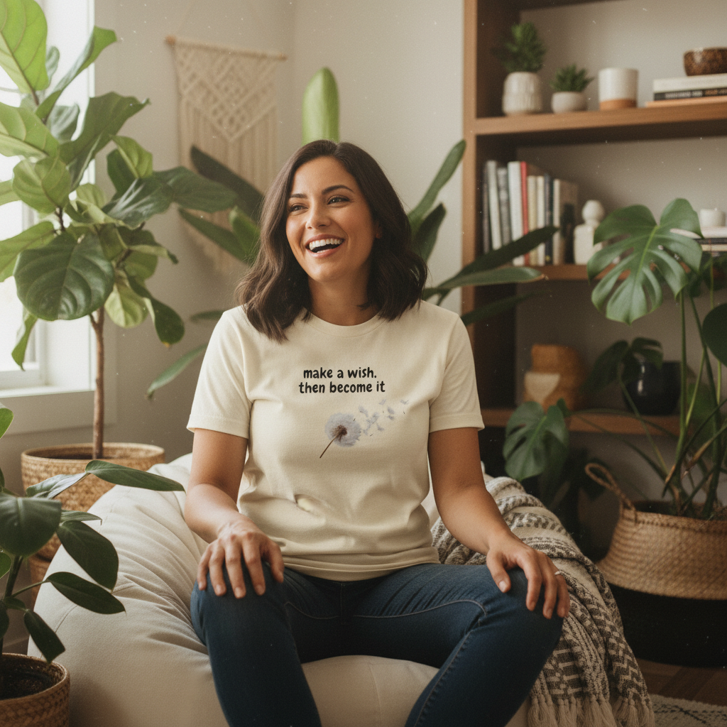 Dandelion Wish T-Shirt — "Make a Wish, Then Become It" Inspirational Tee