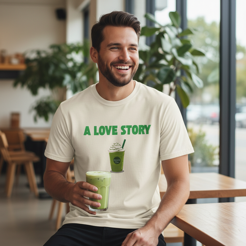 A Love Story Matcha Tee – Cute Matcha Drink Graphic T-Shirt
