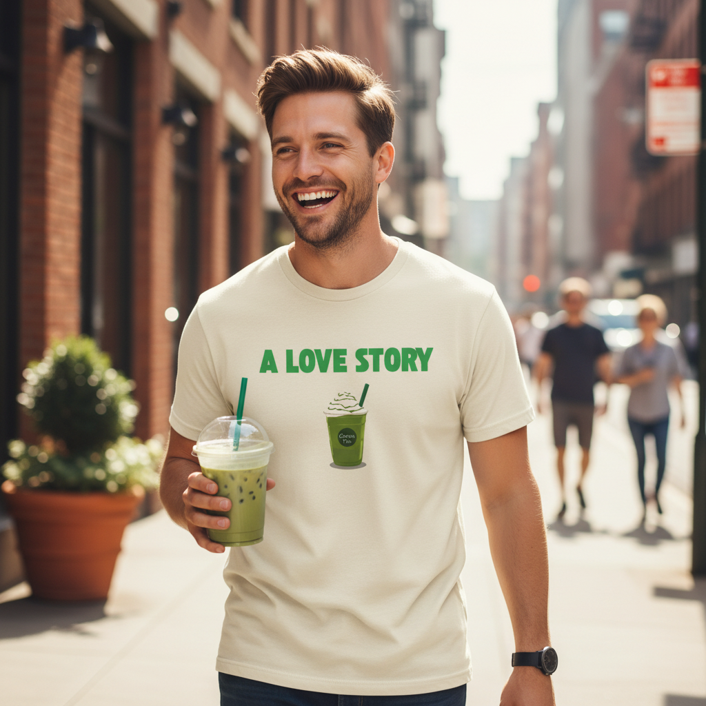 A Love Story Matcha Tee – Cute Matcha Drink Graphic T-Shirt