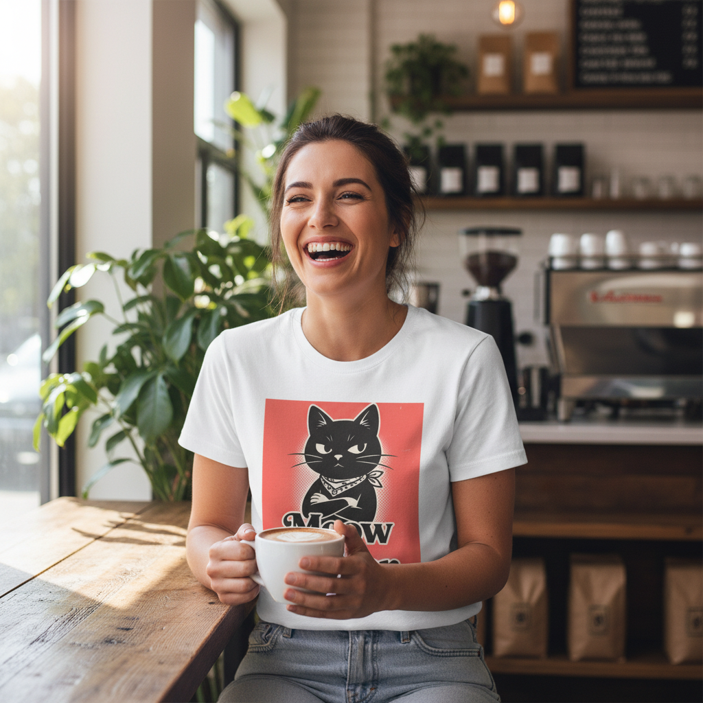 Meow or Never Black Cat T-Shirt | Retro Cat Lover Gift Tee for Cat Mums & Dads