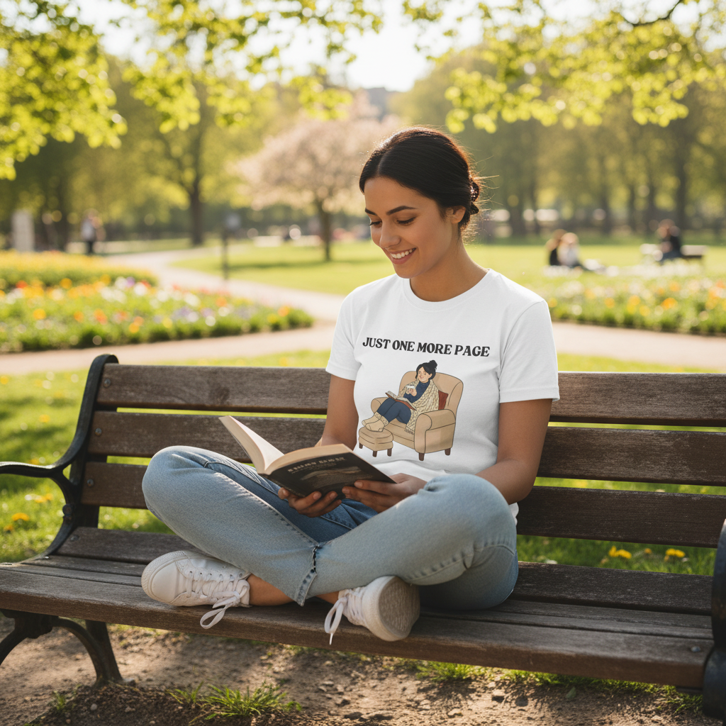 Just One More Page T-Shirt | Funny Book Lover Gift Tee for Night Readers & Book Clubs