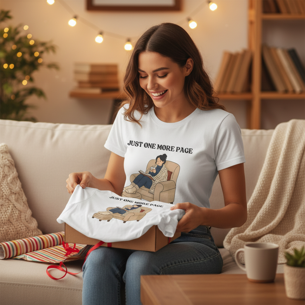 Just One More Page T-Shirt | Funny Book Lover Gift Tee for Night Readers & Book Clubs