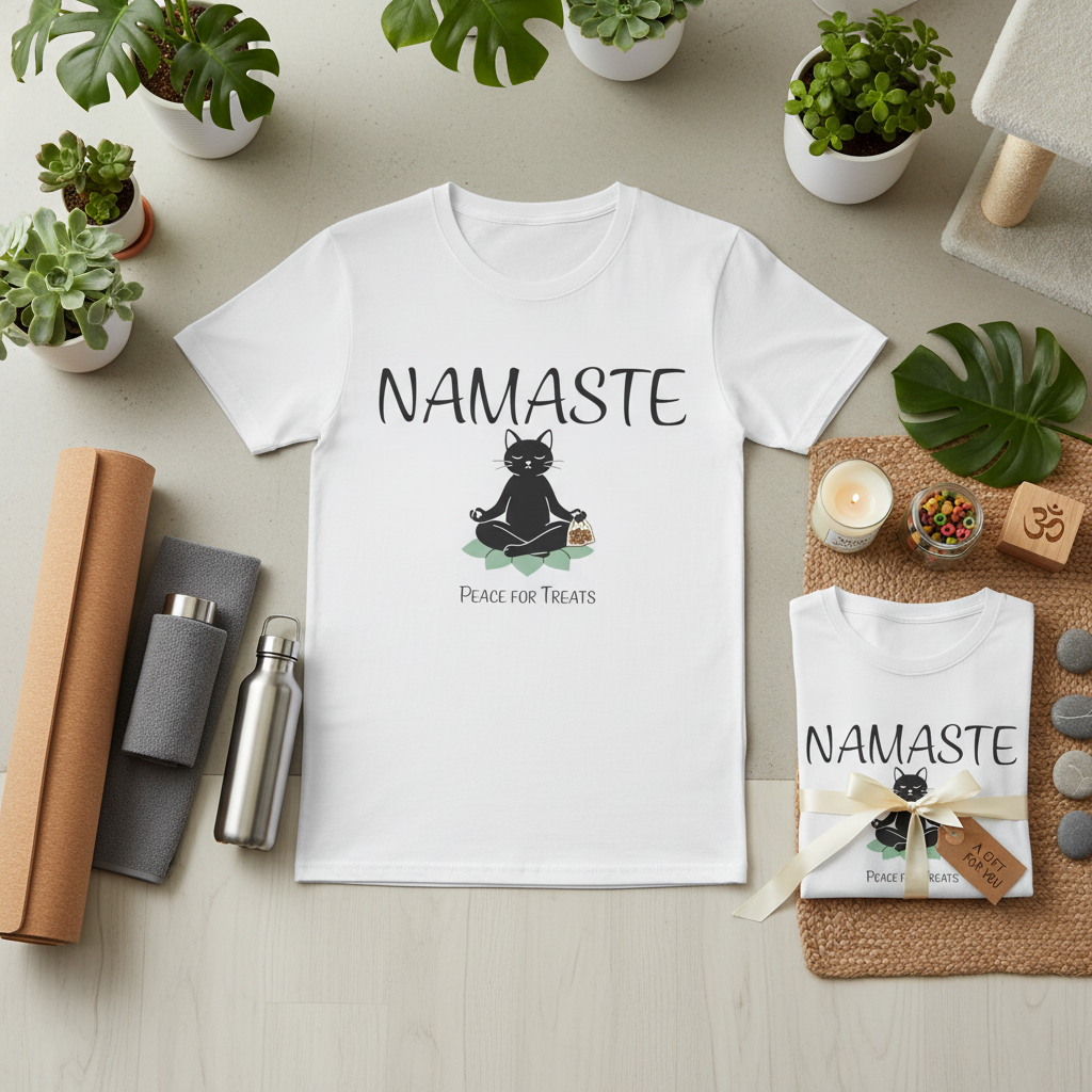 Namaste Cat T-Shirt | Funny Yoga Cat Lover Gift Tee for Yogis & Cat Parents