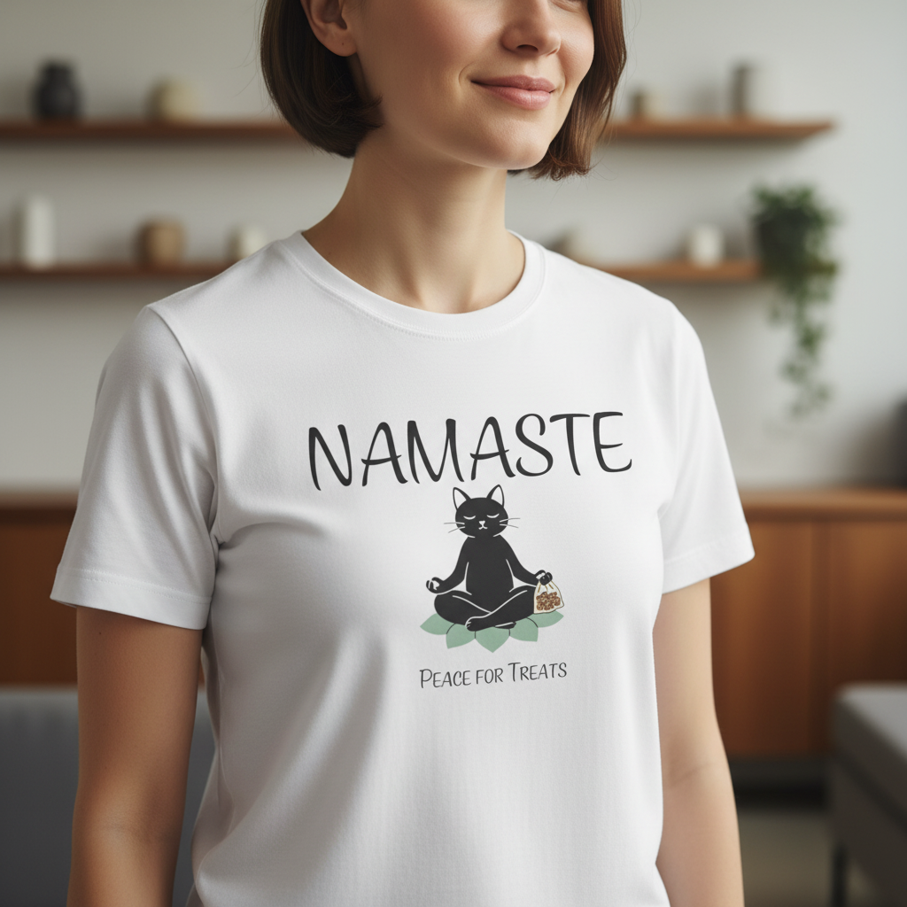 Namaste Cat T-Shirt | Funny Yoga Cat Lover Gift Tee for Yogis & Cat Parents