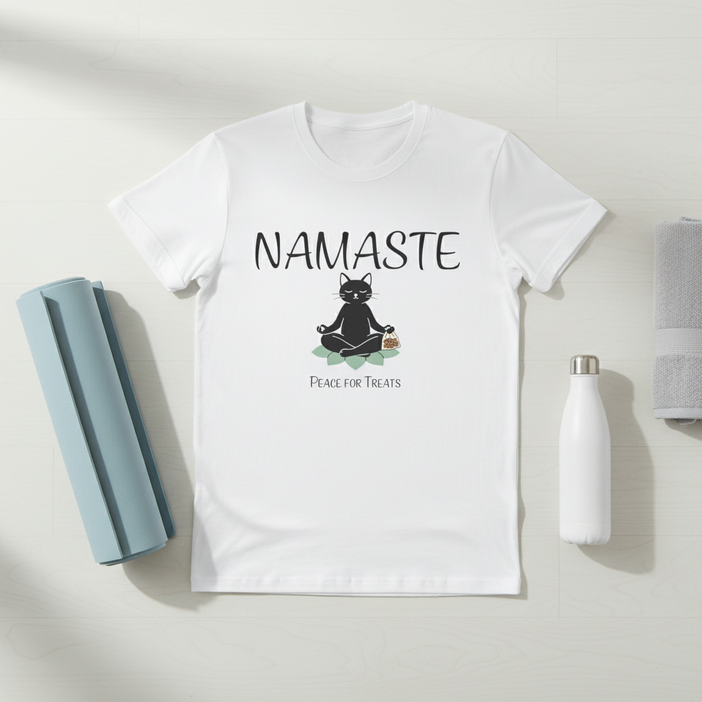 Namaste Cat T-Shirt | Funny Yoga Cat Lover Gift Tee for Yogis & Cat Parents