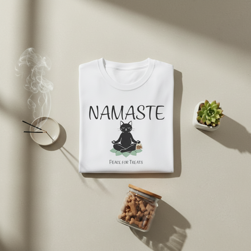 Namaste Cat T-Shirt | Funny Yoga Cat Lover Gift Tee for Yogis & Cat Parents