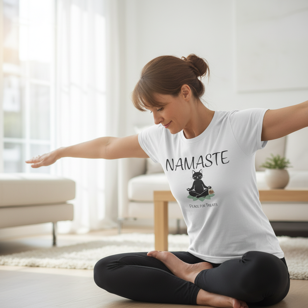 Namaste Cat T-Shirt | Funny Yoga Cat Lover Gift Tee for Yogis & Cat Parents