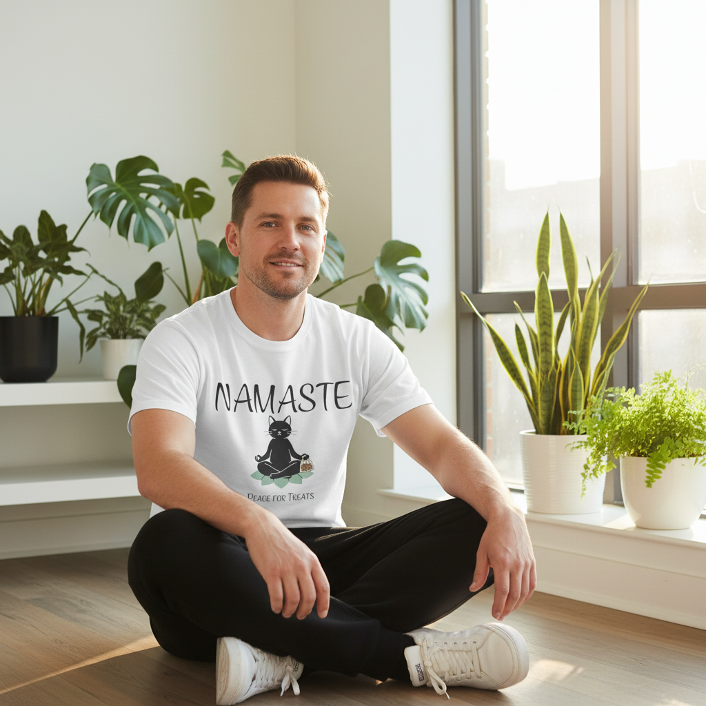 Namaste Cat T-Shirt | Funny Yoga Cat Lover Gift Tee for Yogis & Cat Parents