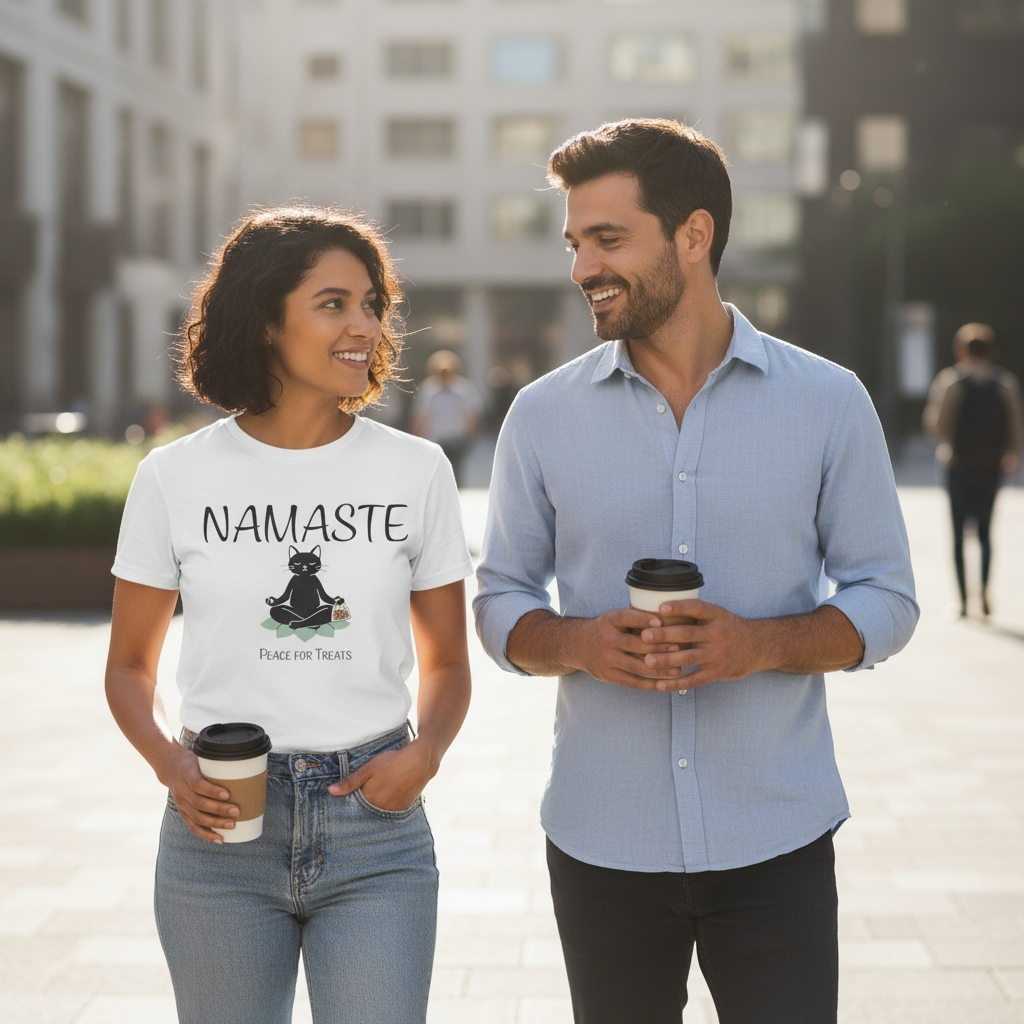 Namaste Cat T-Shirt | Funny Yoga Cat Lover Gift Tee for Yogis & Cat Parents
