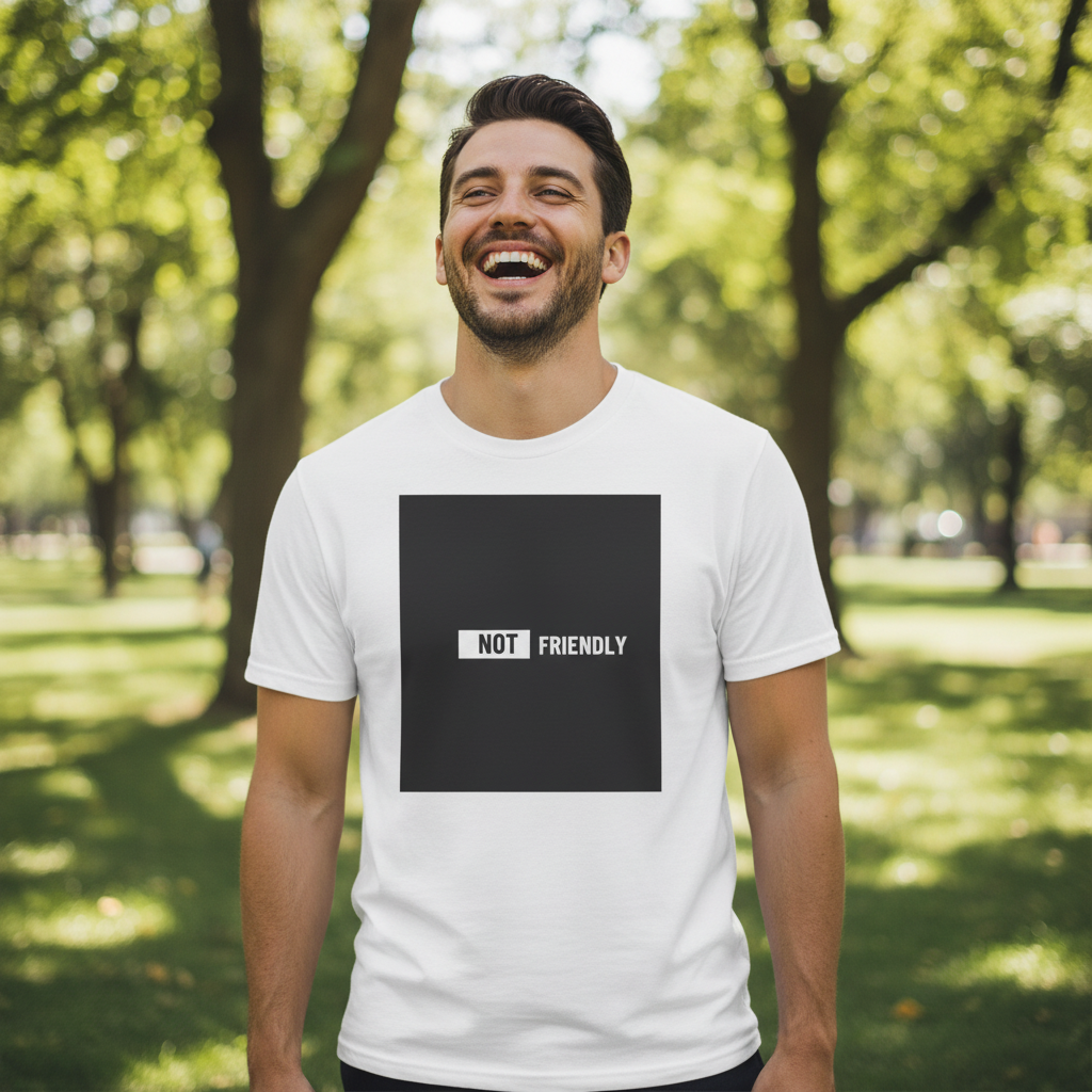 NOT Friendly graphic tee | Bold text black square T-Shirt