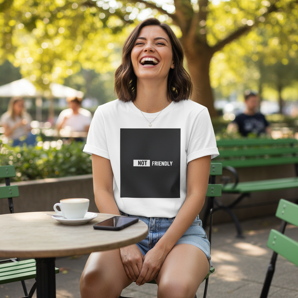 NOT Friendly graphic tee | Bold text black square T-Shirt