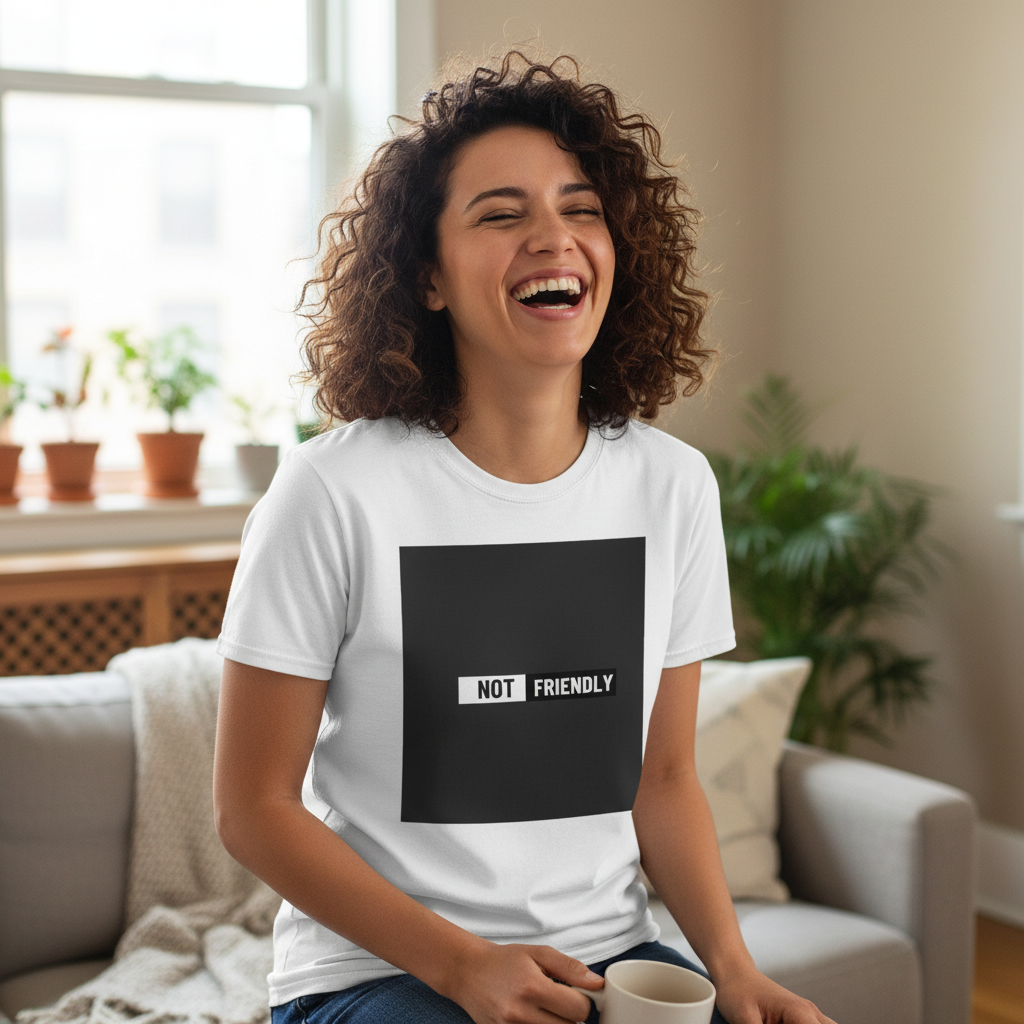 NOT Friendly graphic tee | Bold text black square T-Shirt
