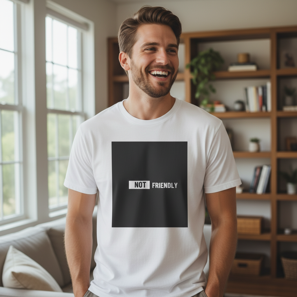 NOT Friendly graphic tee | Bold text black square T-Shirt