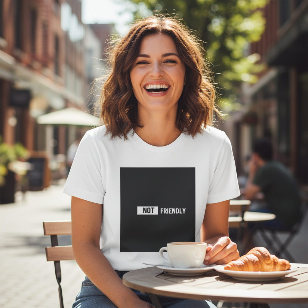 NOT Friendly graphic tee | Bold text black square T-Shirt