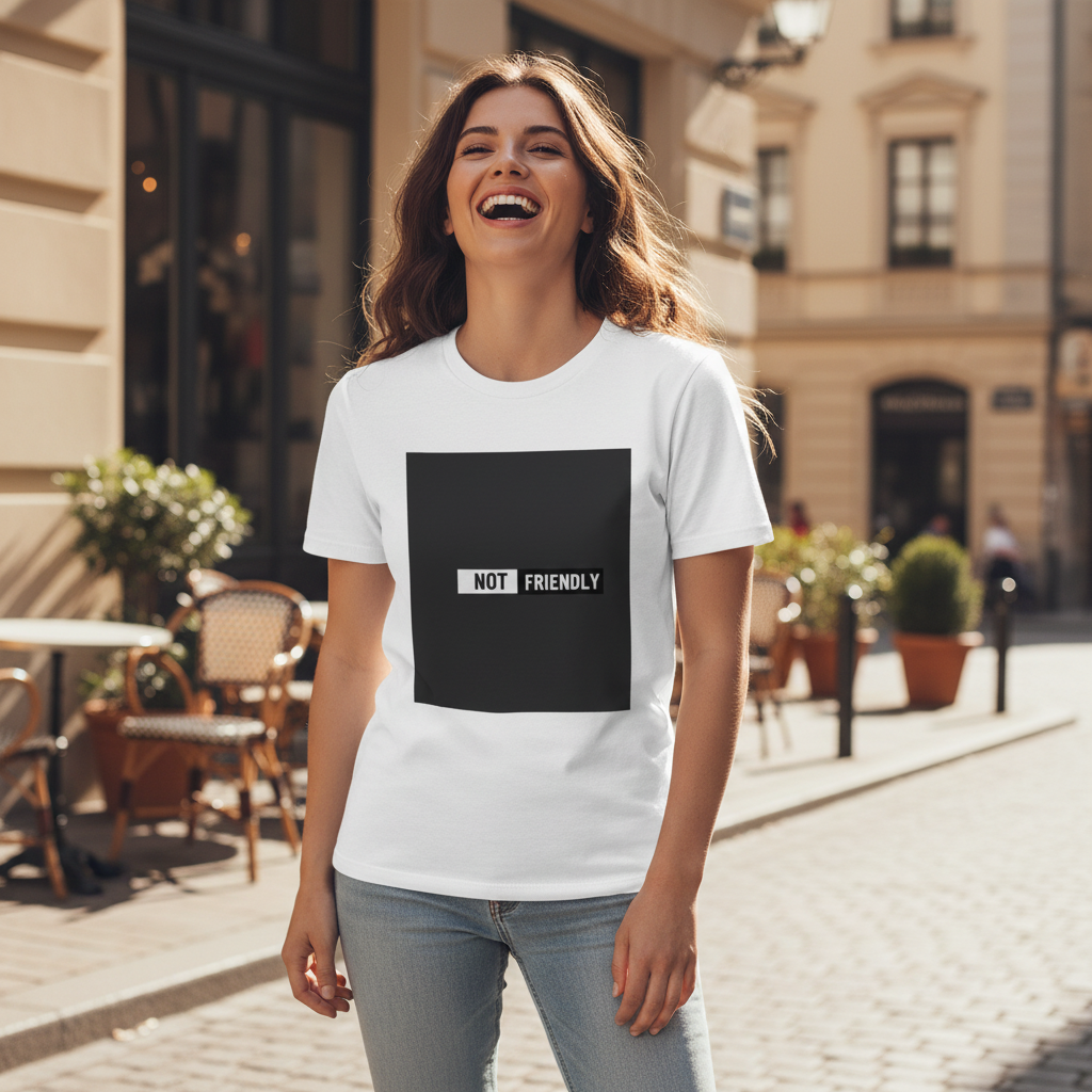 NOT Friendly graphic tee | Bold text black square T-Shirt