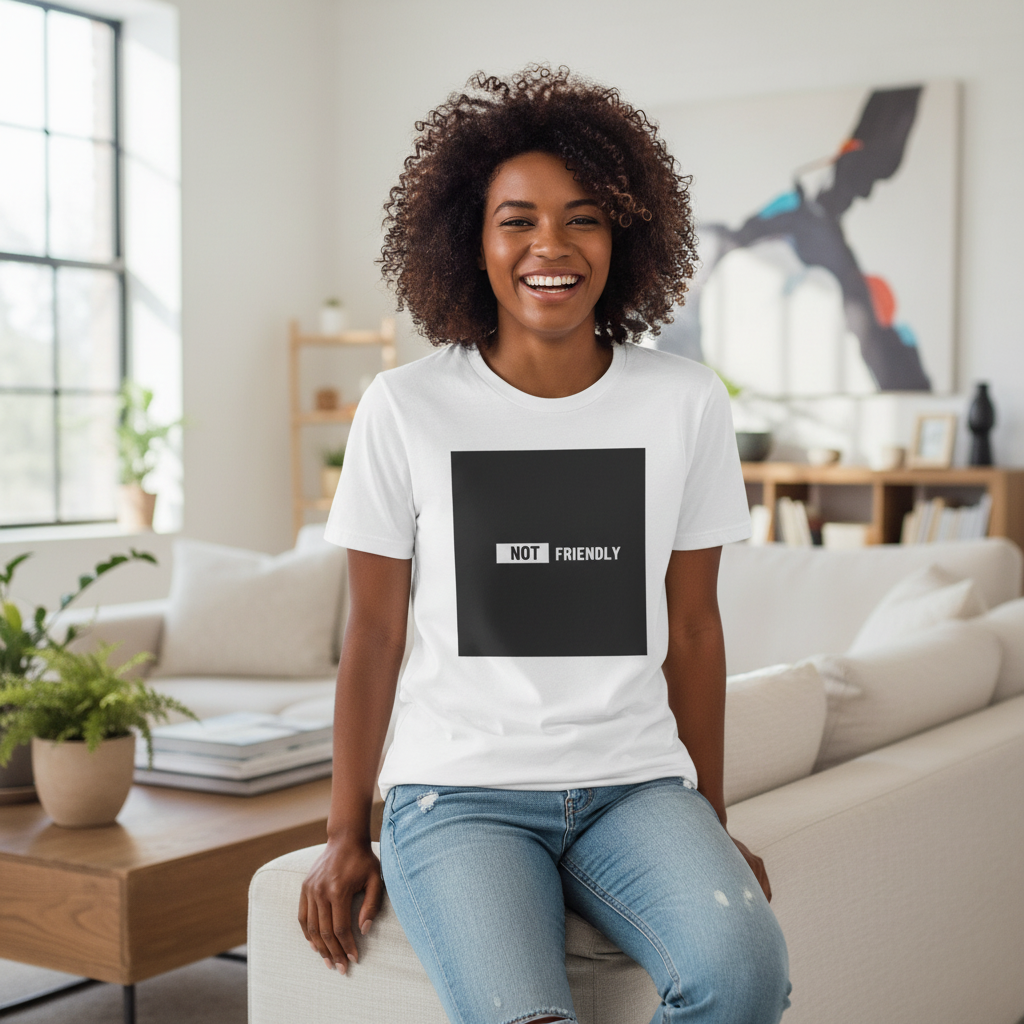NOT Friendly graphic tee | Bold text black square T-Shirt