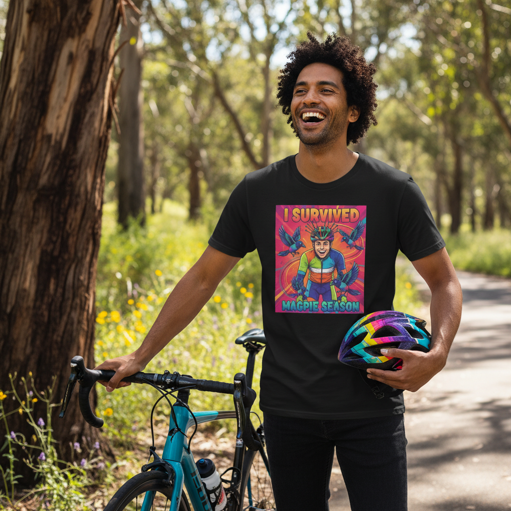I Survived Magpie Season T-Shirt | Funny Cyclist Magpie Tee for Aussie Bike Riders