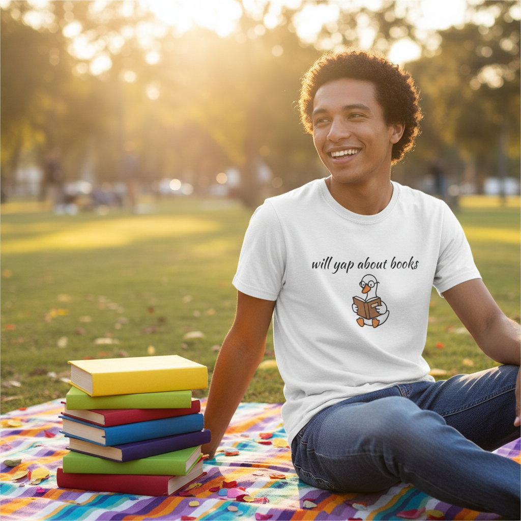 Will Yap About Books Duck Reading Tee | Funny Book Lover Gift T-Shirt for Readers & Book Club