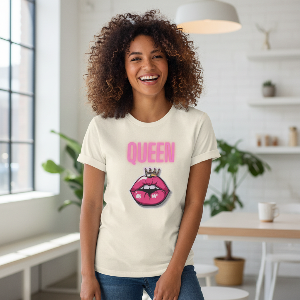 Queen Lip Graphic T-Shirt — Feminine Crowned Lips Tee