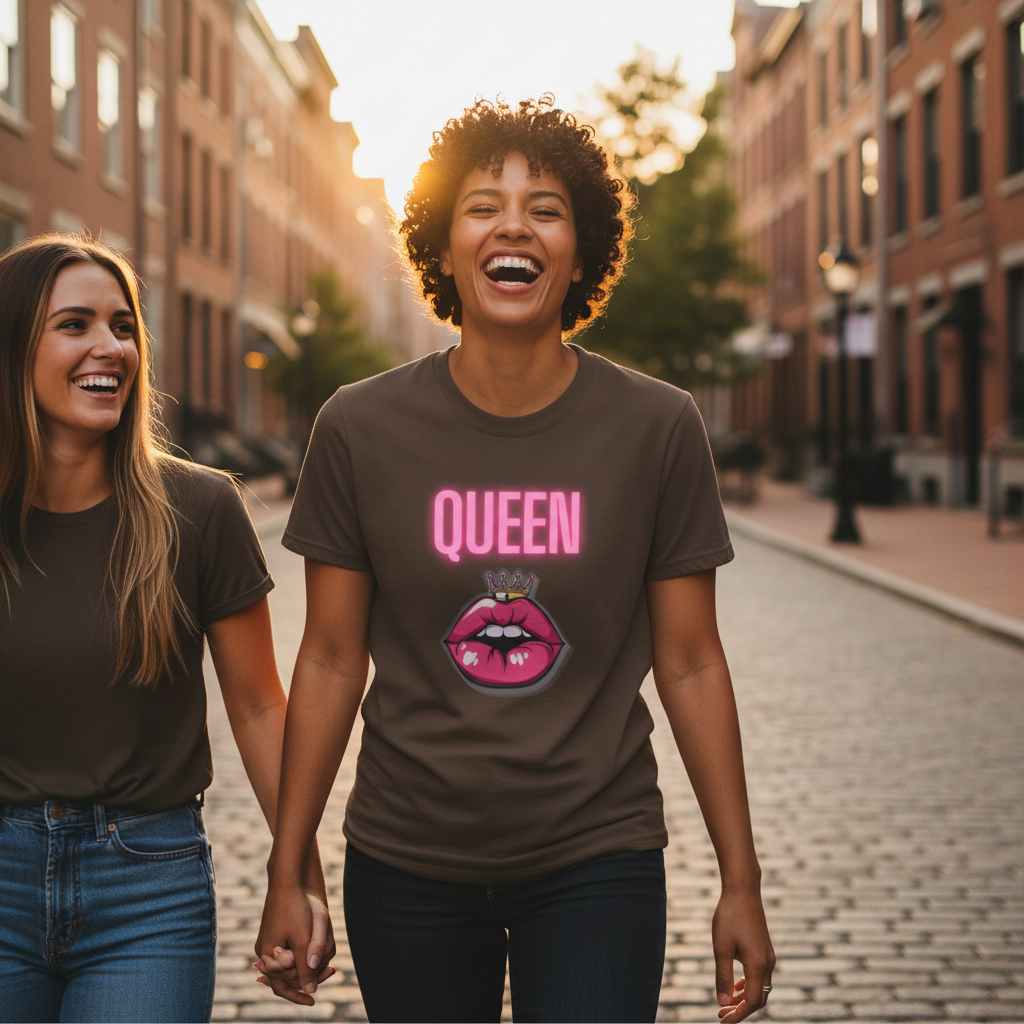 Queen Lip Graphic T-Shirt — Feminine Crowned Lips Tee