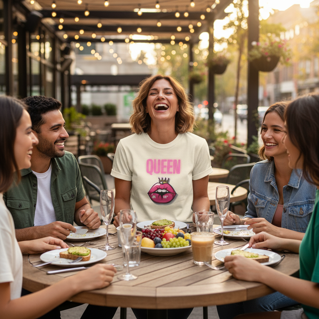 Queen Lip Graphic T-Shirt — Feminine Crowned Lips Tee
