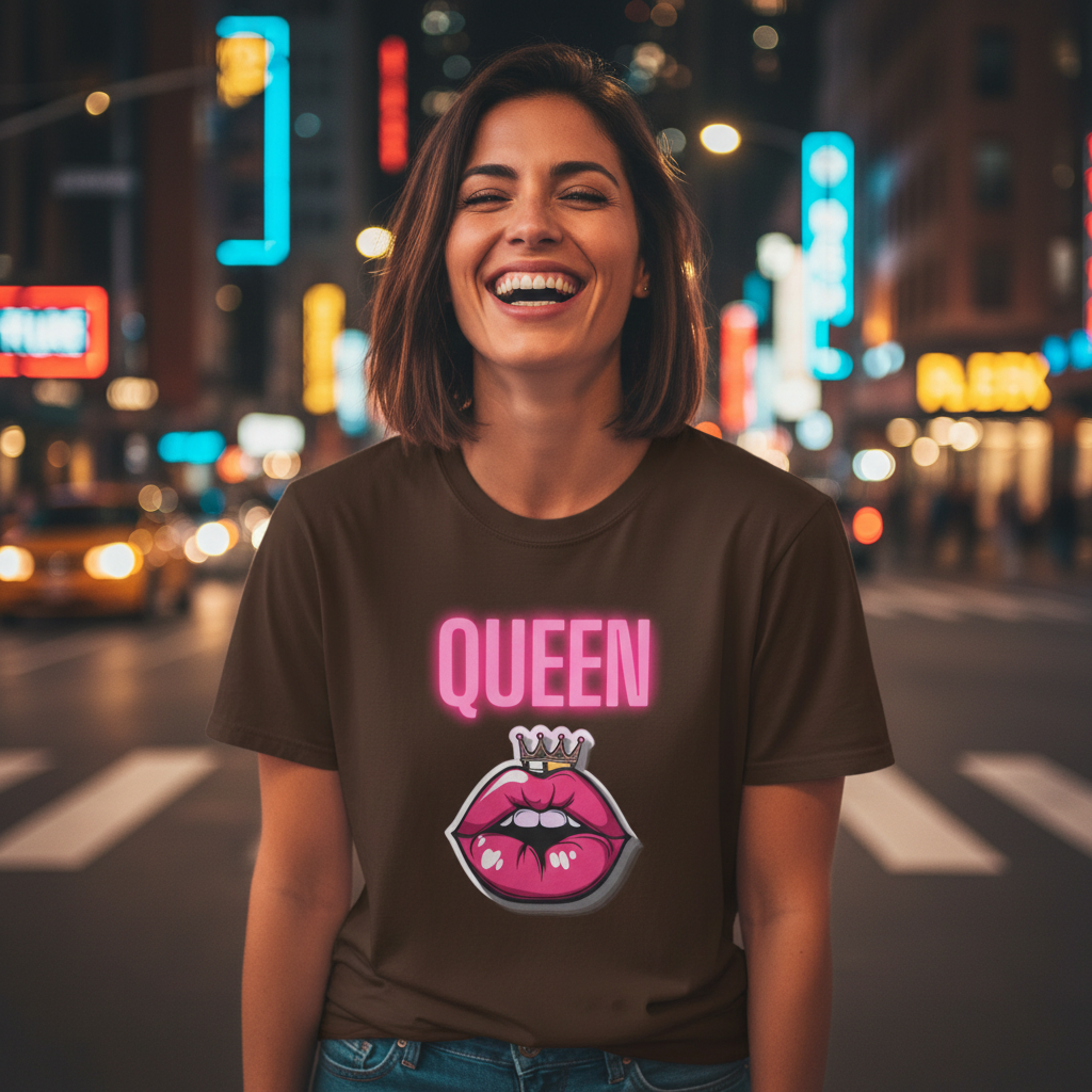 Queen Lip Graphic T-Shirt — Feminine Crowned Lips Tee