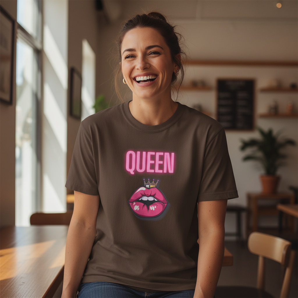 Queen Lip Graphic T-Shirt — Feminine Crowned Lips Tee