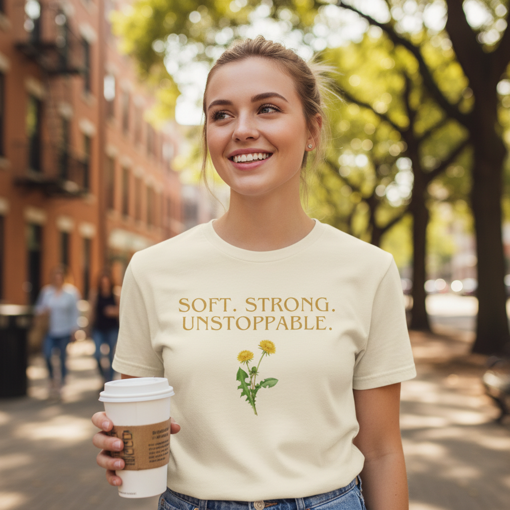 Soft. Strong. Unstoppable. T-Shirt — Floral Empowerment Tee