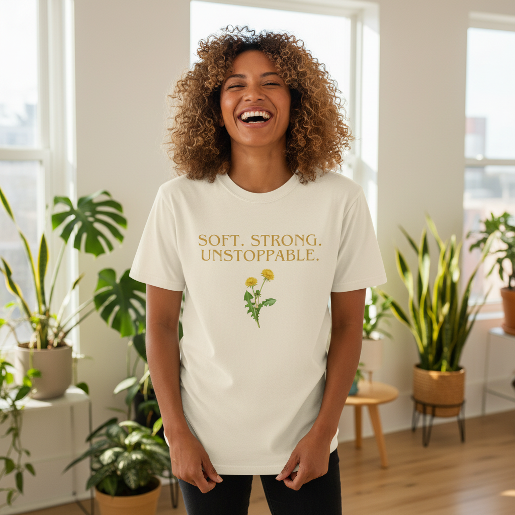 Soft. Strong. Unstoppable. T-Shirt — Floral Empowerment Tee