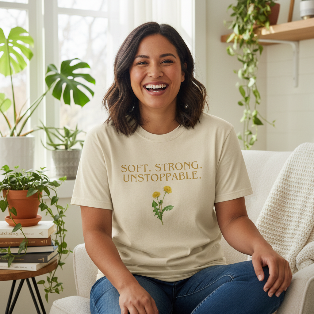 Soft. Strong. Unstoppable. T-Shirt — Floral Empowerment Tee