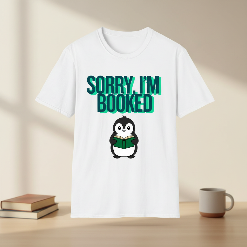 Sorry I'm Booked Penguin Reading Tee | Cute Book Lover Gift T-Shirt for Bookworms & Readers